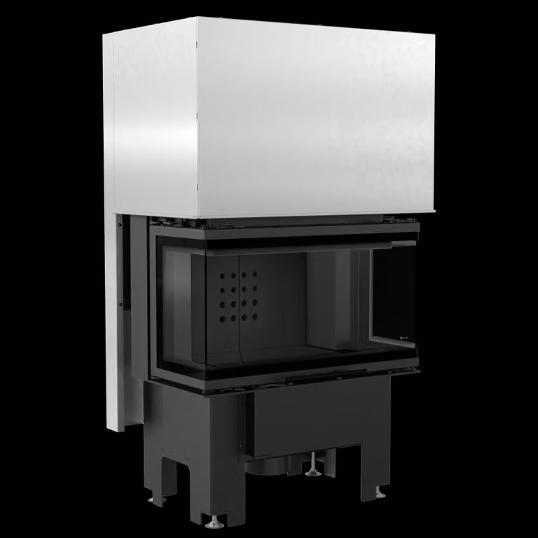Inserto per caminetto KRATKI NBC 680/280 7 kW Ø 160 con porta scorrevole pannellata nera