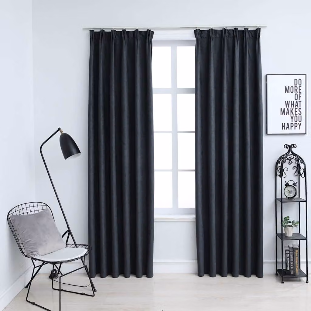 Set di 2 tende oscuranti vidaXL in poliestere con ganci, colore antracite, L: 140 cm x H: 175 cm