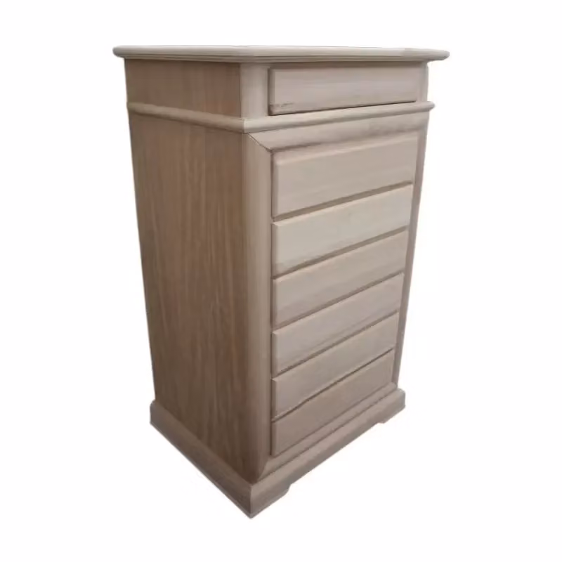 Cassettiera classica con 7 cassetti in legno grezzo Mobili 2G L: 71 cm, P: 53 cm, H: 117 cm – 3