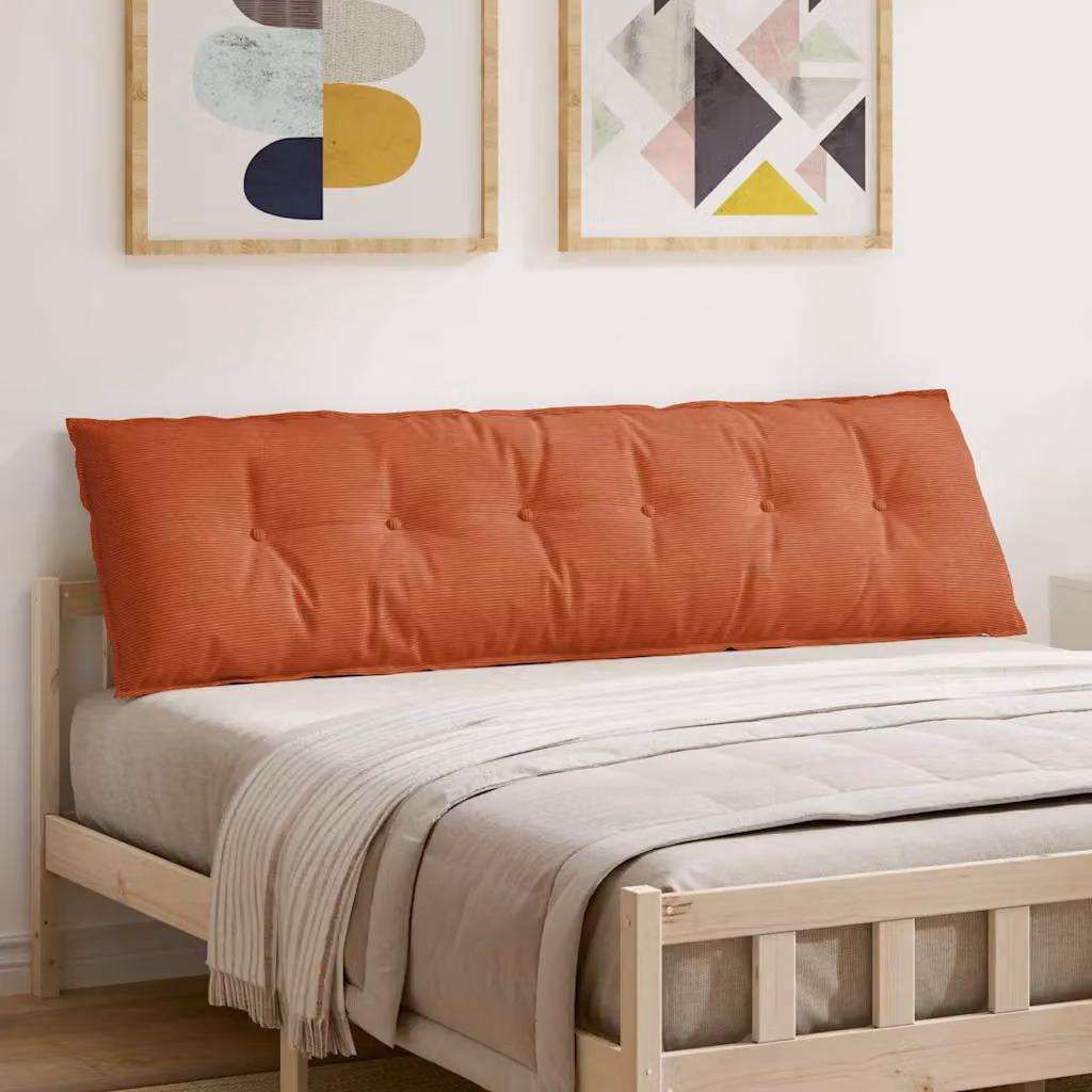 Cuscino per schiena vidaXL in velluto a coste rosso arancio L 180 x P 50 cm