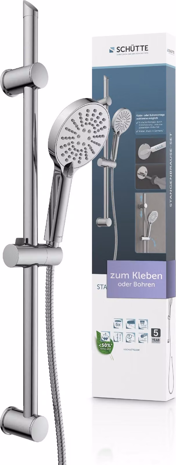 Set doccia a barra SCHÜTTE, cromato, da incollare