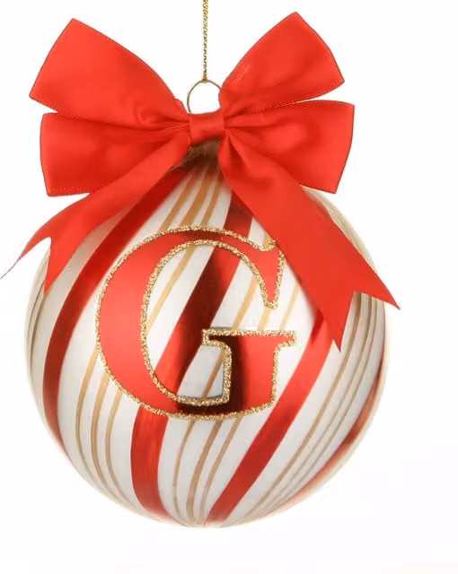 Pallina di Natale Circus KASANOVA rossa con lettera G in vetro, diametro 10 cm