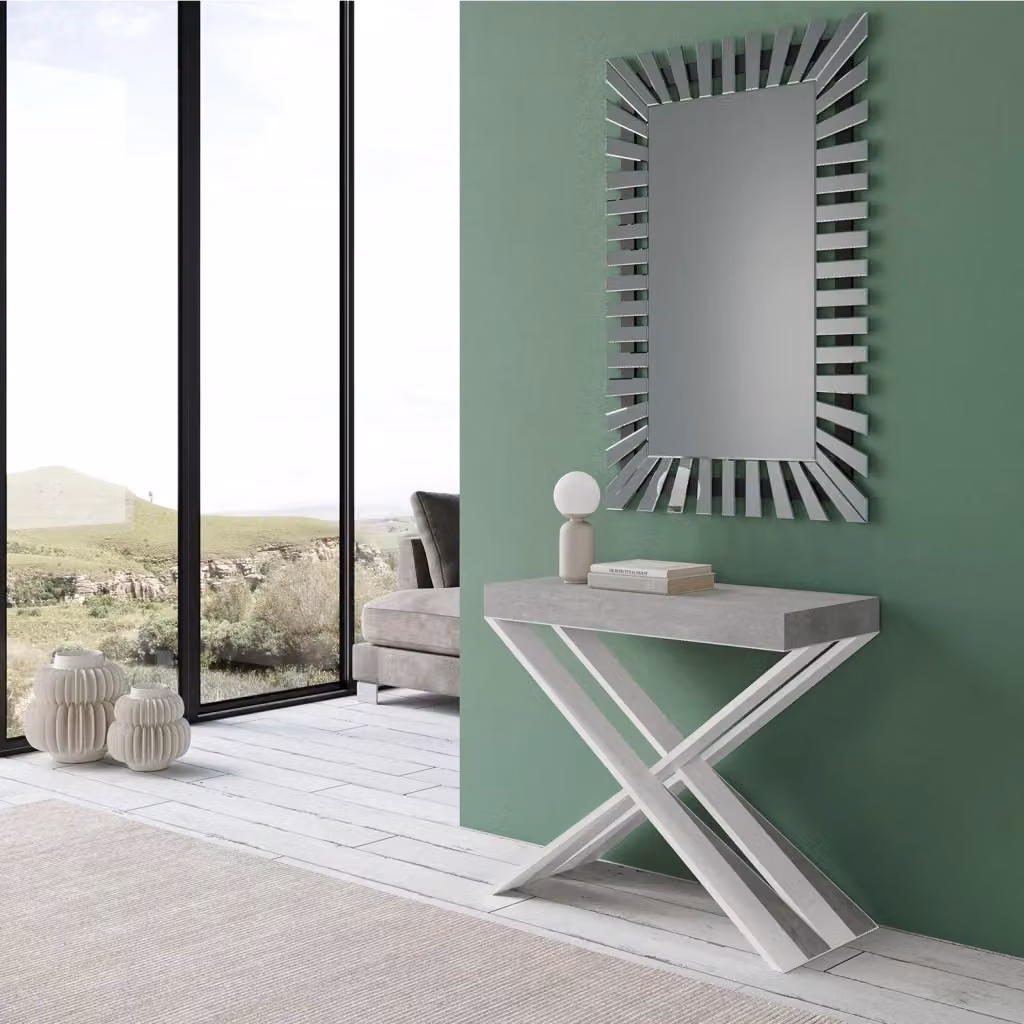 Consolle Allungabile GIORDANOSHOP in Nobilitato Grigio e Bianco L/P/H: 90-196 x 40 x 77 cm – 2