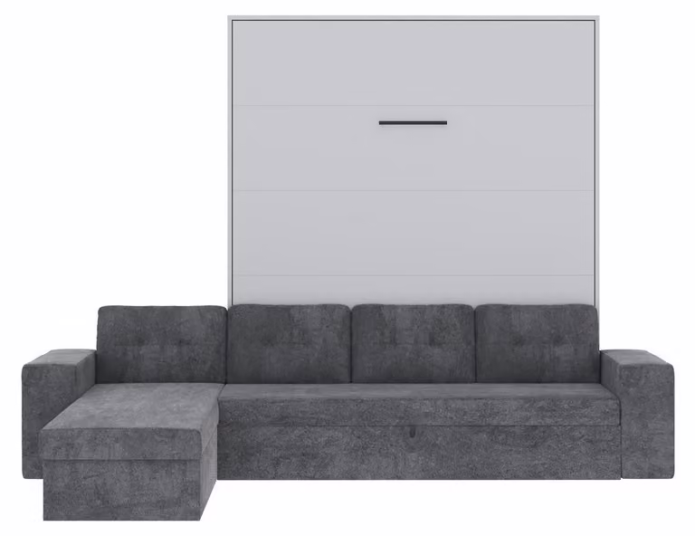 Letto a scomparsa SMARTBett con divano ad angolo M3 Vertikal 160x200 Grigio perla