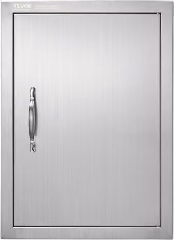 Porta da incasso singola VEVOR per barbecue e cucina esterna in acciaio inox color argento, con maniglia, L: 40,7 cm, H: 55,9 cm, P: 3,0 cm
