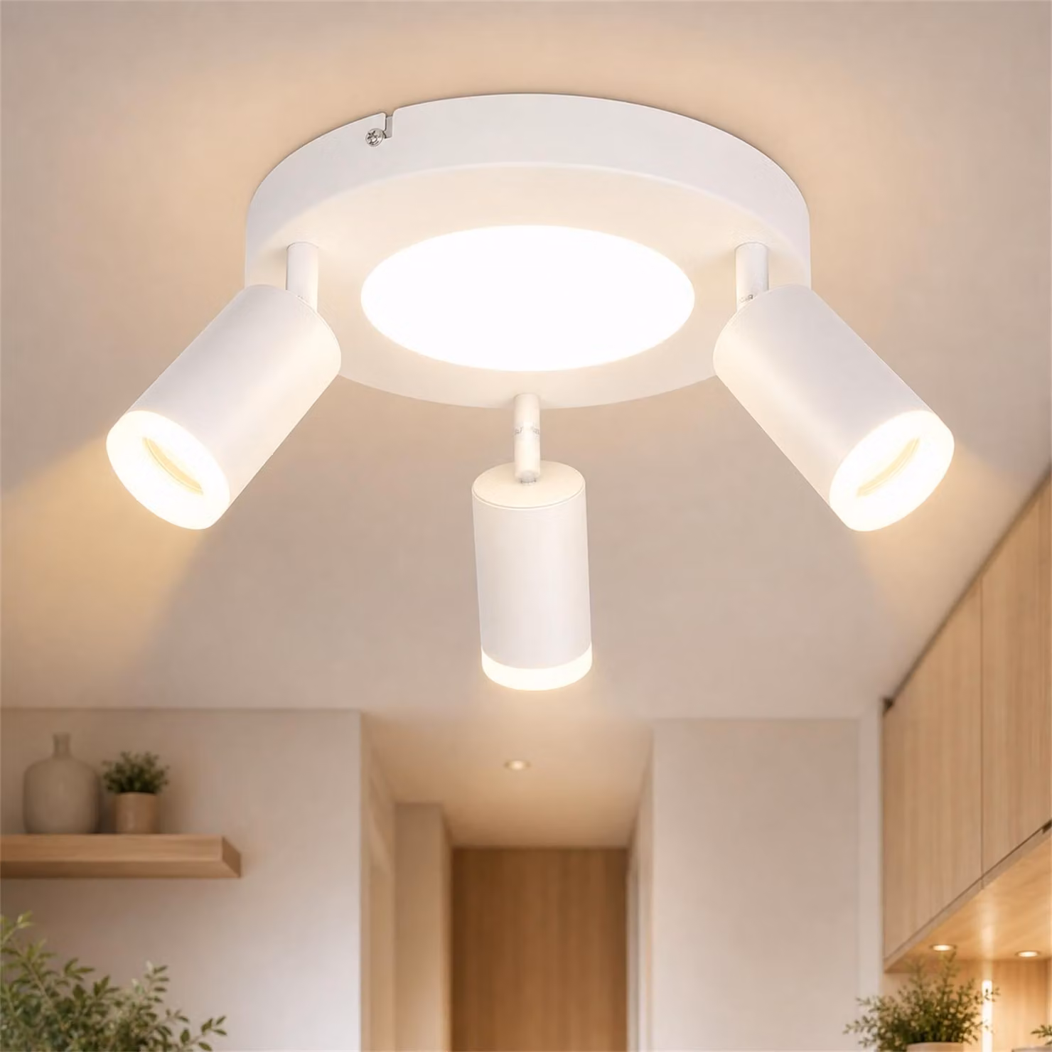 ZMH plafoniera Faretto da soffitto a led 3 fiamme GU10 - camera da letto lampada 3000k bianco lampada da cucina Faretto da soffitto 20W orientabile lampada da corridoio metallo