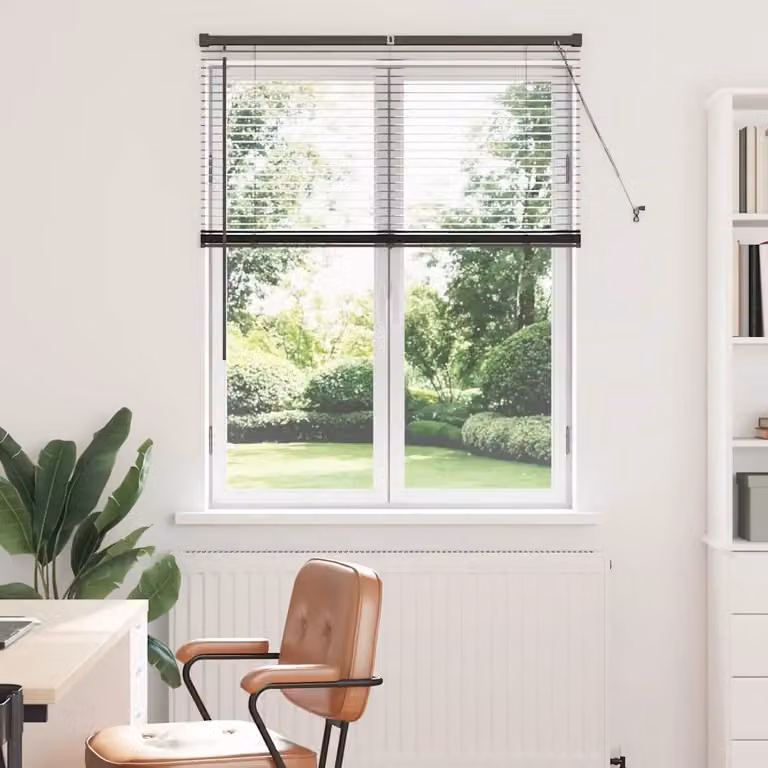 Tenda Veneziana vidaXL in Alluminio Nero, L: 130 cm, H: 105 cm, Larghezza delle lamelle: 25 mm