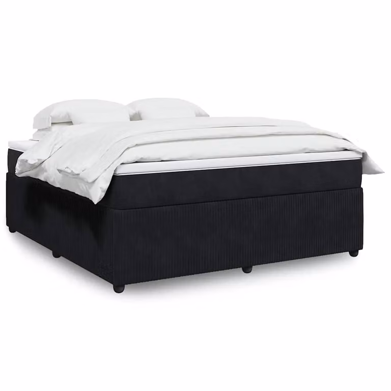 vidaXL Giroletto a Molle con Materasso in Velluto Nero L: 180 cm, P: 200 cm