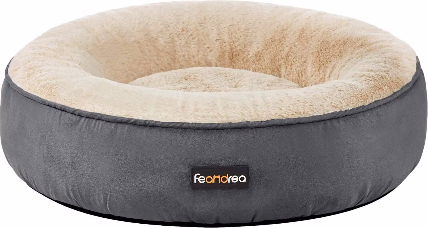 Letto per cani FEANDREA, letto per gatti, ciambella, Ø 50 cm, grigio scuro