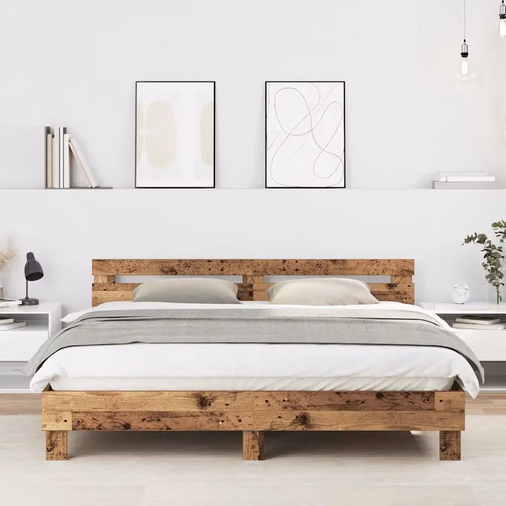 Struttura del letto moderna vidaXL in legno marrone L/P/H: 203 x 185 x 70 cm