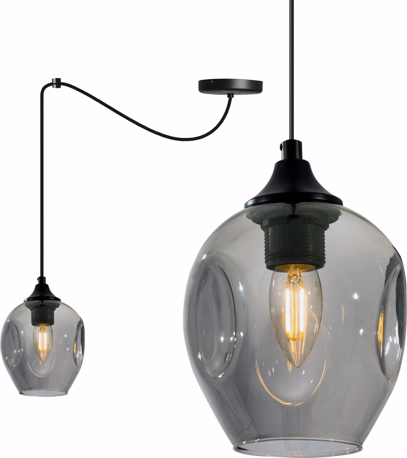 Prage Spider - lampada a sospensione a forma di ragno - lampada da soffitto - lampada a ragno con 1 testa - lampada a sospensione in metallo e vetro - grafite