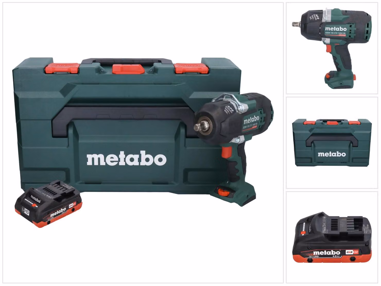 Metabo SSW 18 LTX 1450 BL 18 V 1450 Nm Avvitatore a impulsi senza spazzole + 1x batteria 4,0 Ah + metaBOX - senza caricatore