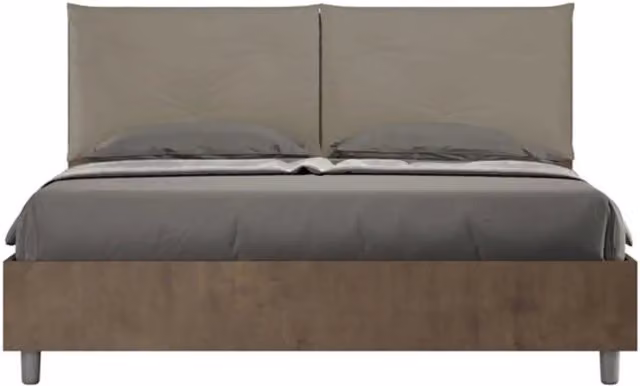 Letto matrimoniale senza rete 160x200 Noce cuscini similpelle cappuccino Egos Appia