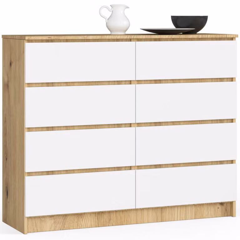 Akord Cassettiera Con Cassetti Rovere/Bianco 120X40X99 Cm