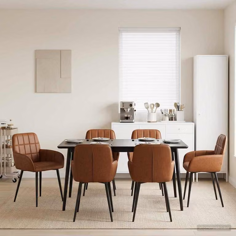 Set di 6 sedie da pranzo vidaXL in similpelle marrone, design moderno per cucina e sala da pranzo, L: 56.5 cm, P: 50 cm, H: 85 cm