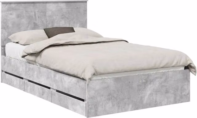 Letto matrimoniale | Letto per adulti | Struttura del letto con cassetto Grigio cemento 135 x 190 cm