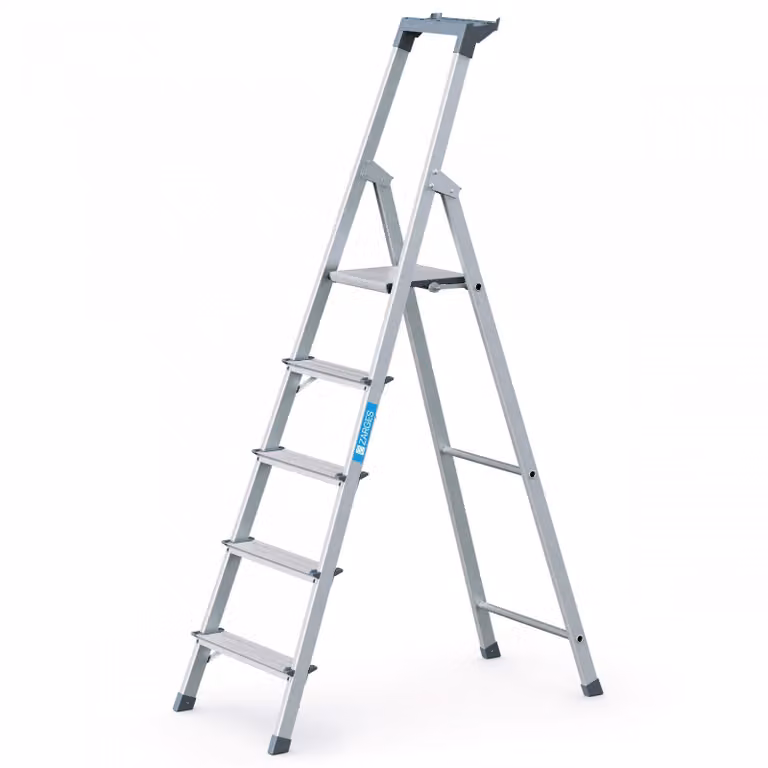 Scala a pioli Zarges in alluminio a 5 gradini, 1 lato, piattaforma H 1030 mm, 4,2 kg, montanti anodizzati - 44155