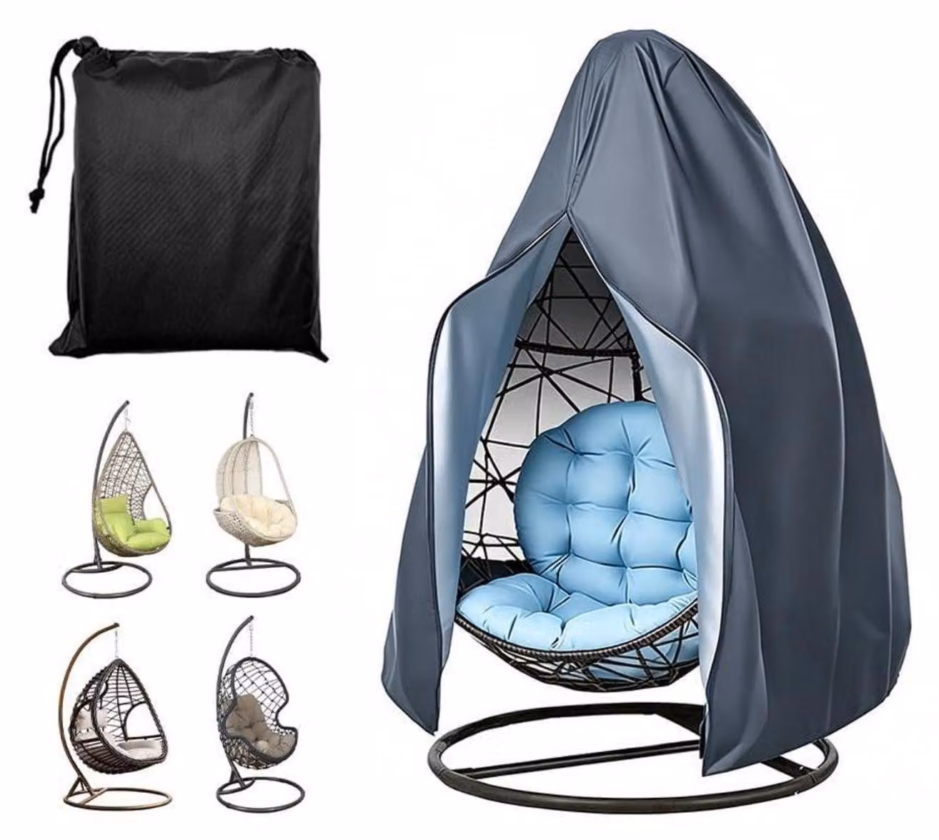 Copertura impermeabile per sedia a dondolo, dimensioni 190 x 115 cm, colore grigio, realizzata in tessuto Oxford