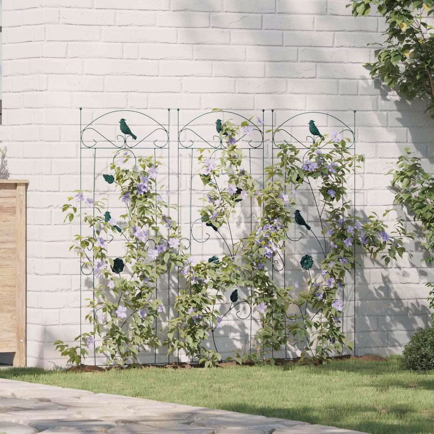 Maison Exclusive - Recinzione per giardino, confezione da 3 pezzi, colore verde, dimensioni 110 x 40 cm, acciaio