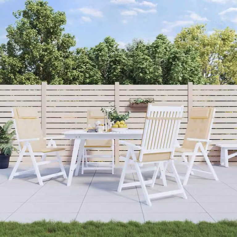 Set di 4 cuscini per sedia con schienale alto vidaXL in tessuto Oxford beige, traspiranti e idrorepellenti con imbottitura in schiuma