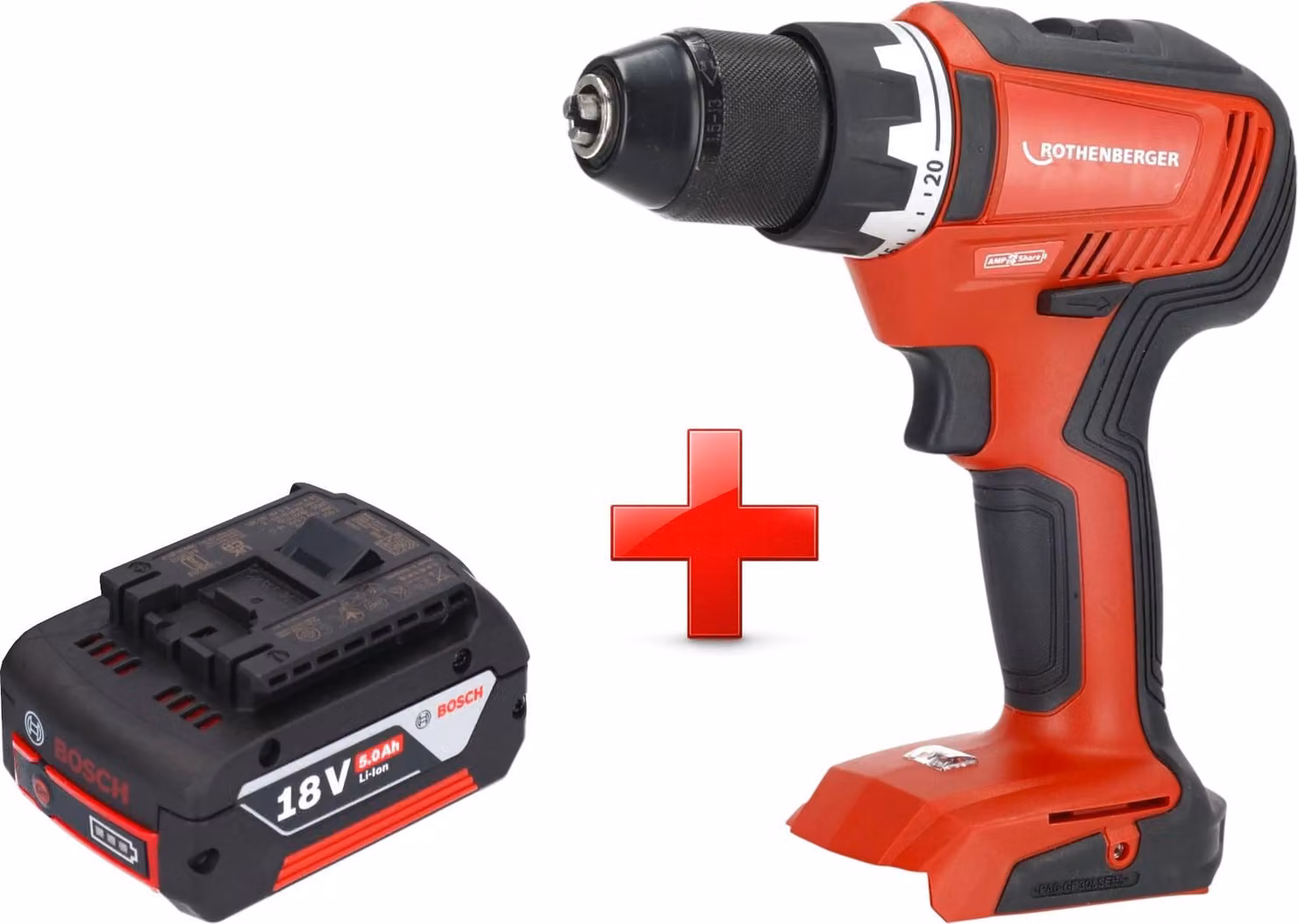 Trapano avvitatore a batteria Rothenberger RO DD55 18 V 55 Nm Brushless AMPShare + 1x batteria 5,0 Ah - senza caricabatteria