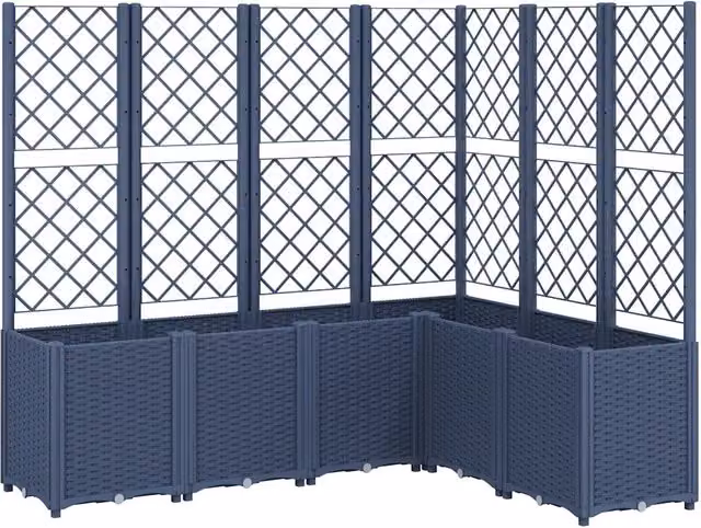 Fioriera | Cassetta per fiori | Vaso Giardino con Graticcio Grigio Blu 160x120x140 cm PP