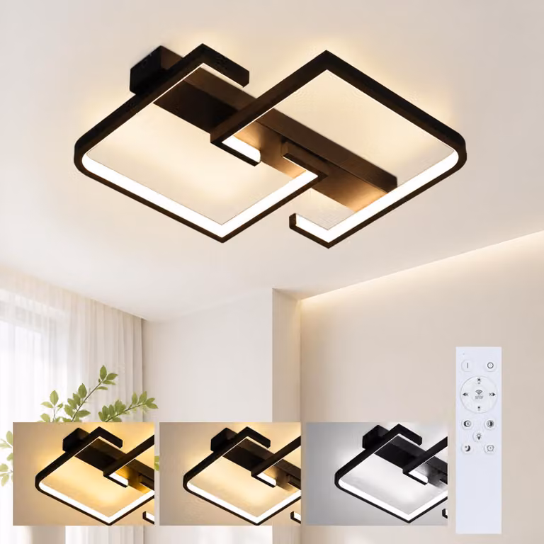 ZMH Lampada da soffitto LED 35W nero soggiorno lampada dimmerabile con telecomando per camera da letto tavolo da pranzo ufficio corridoio