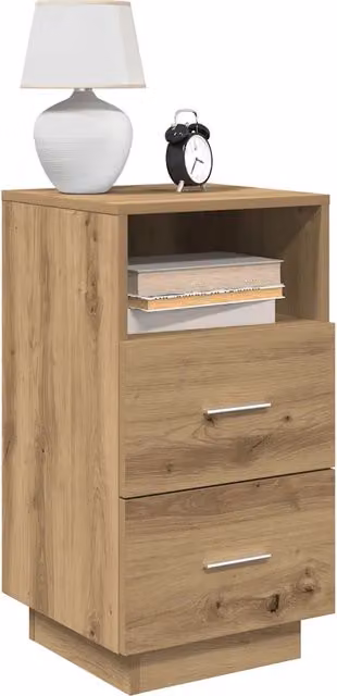 Set di 2 Comodini Design Mania con 2 Cassetti in Rovere Marrone, Design Moderno e Appesi a Parete, L 36 cm x P 36 cm x H 68 cm