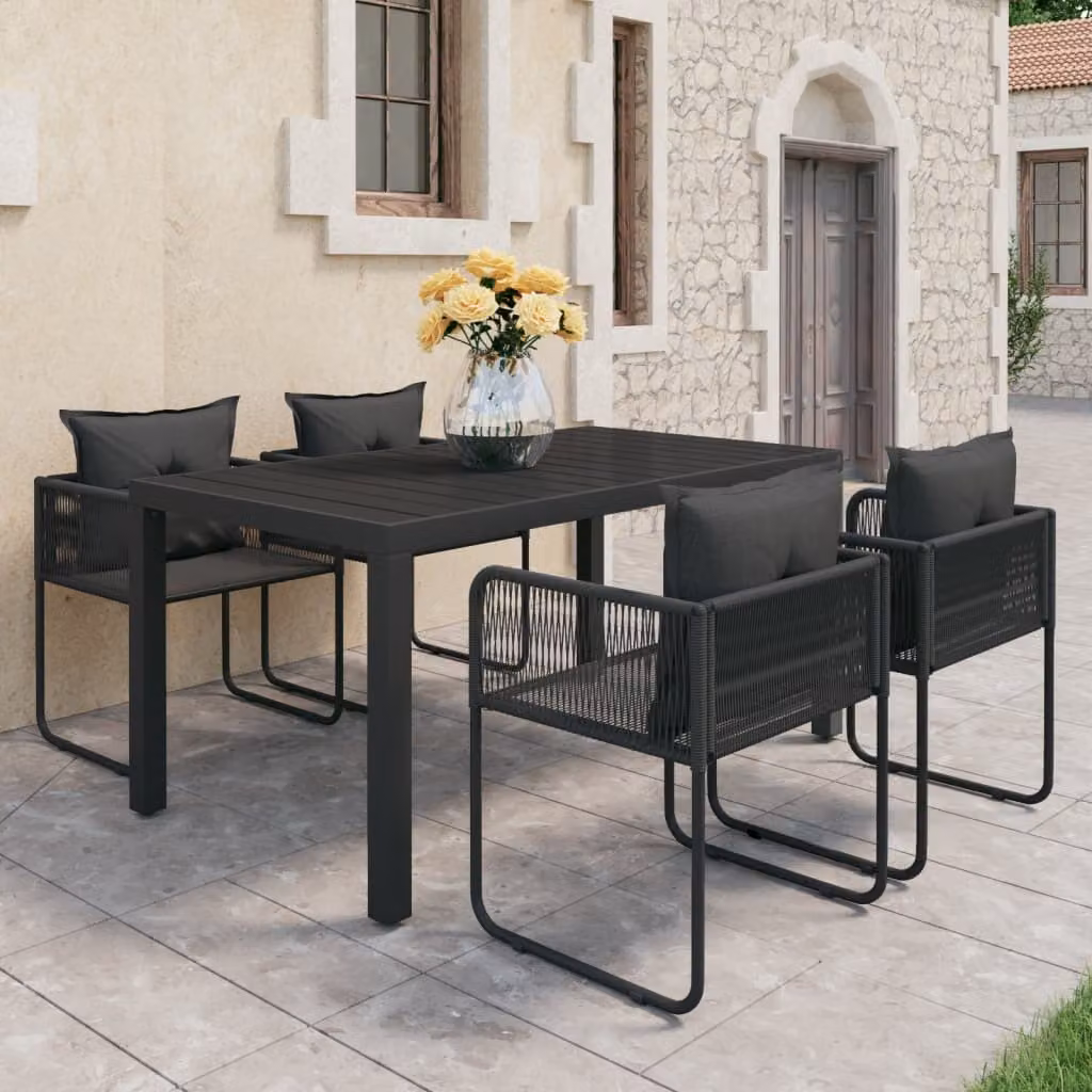Maison Exclusive - Set da pranzo da giardino 5 pezzi in rattan PVC nero