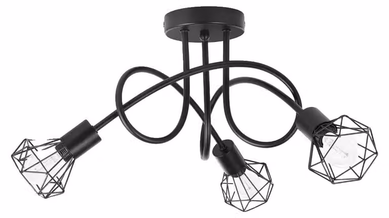 Lampada a soffitto, design a 3 luci, regolabile per diversi ambienti, colore nero. Non include lampadine