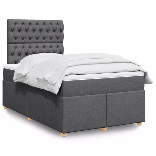 Giroletto a Molle con Materasso Grigio Scuro 120x200 cm Tessuto 3293555