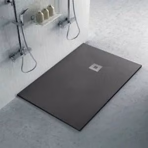 Piatto doccia Karen in resina ardesia filo pavimento rettangolare grigio antracite L: 100 cm, P: 80 cm