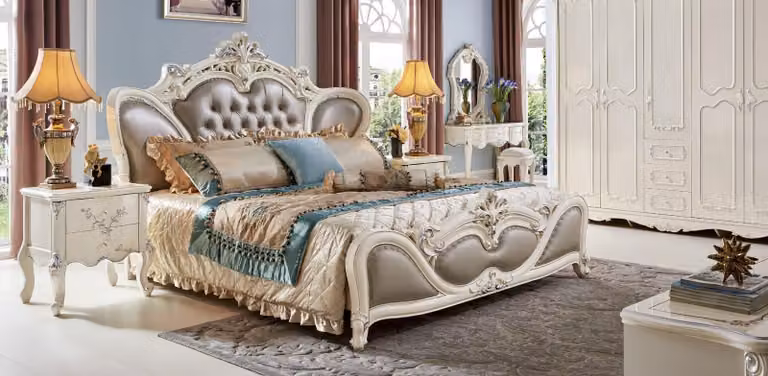 Bett Polster Design Luxus Doppel Echtholz Betten Schlaf Zimmer Chesterfield