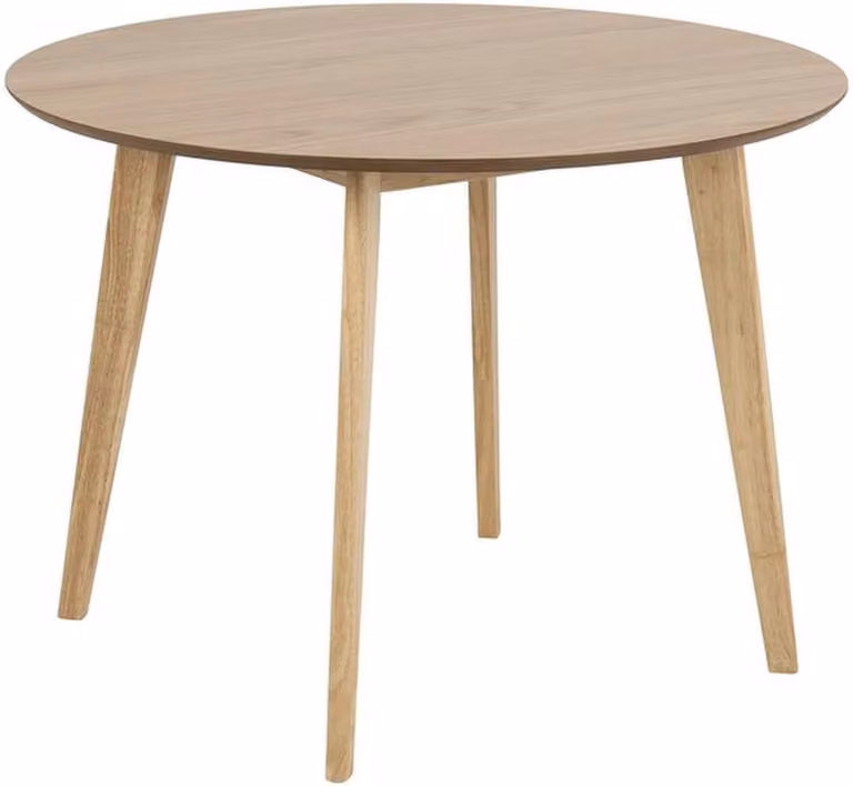 Tavolo da pranzo rotondo Azomor effetto rovere per quattro persone dal look retrò