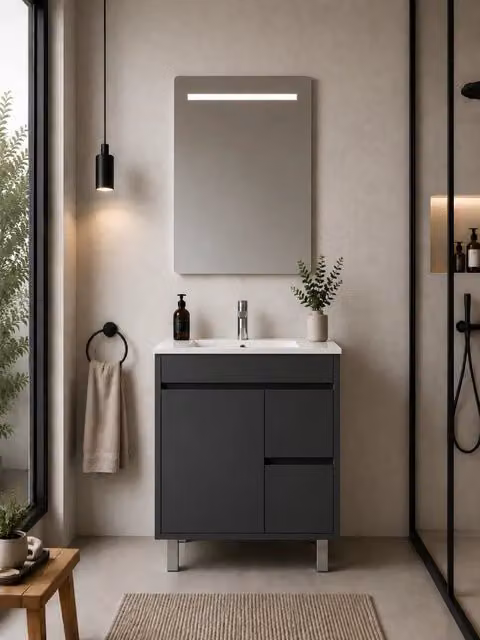 Mobile bagno con lavabo ORIGENBATH ISQUIA senza specchio 60x35 cm grafite