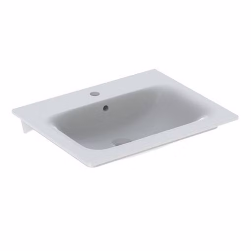 Lavabo per mobili Geberit RENOVA PLAN con foro per rubinetto, con sfioratore 600 x 480 mm bianco