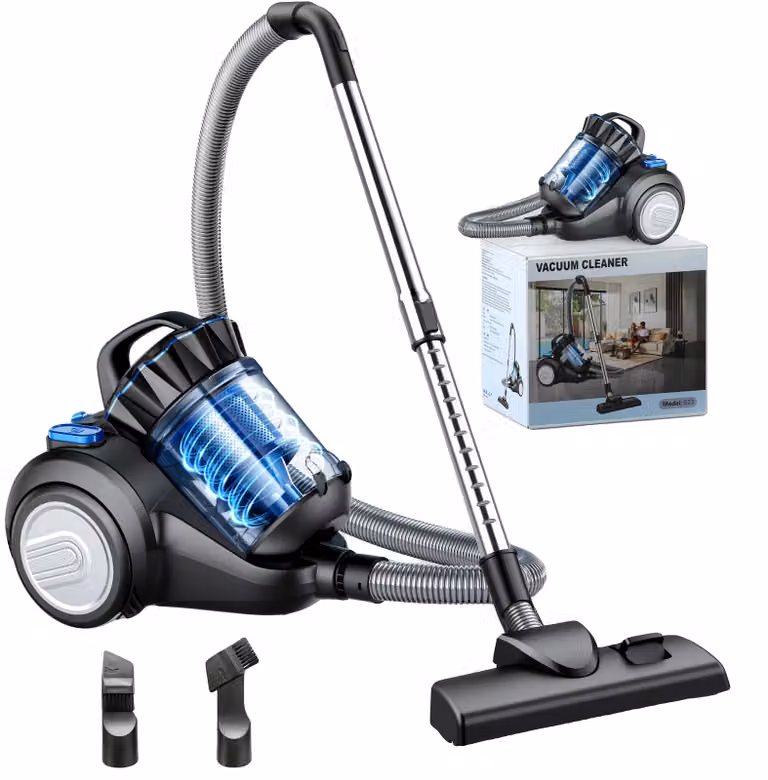 Aspirapolvere, 800W di potenza, cavo da 6 metri, filtro HEPA, basso livello di rumorosità (60dB), dimensioni compatte