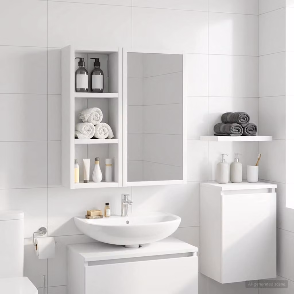 Armadio da bagno a muro vidaXL Bianco con ripiani interni e ante a battente L/P/H: 20 x 10 x 50 cm