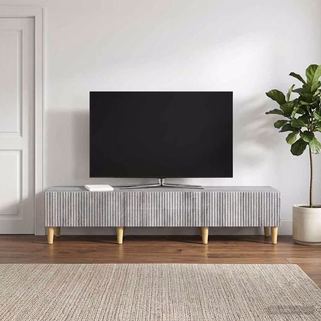 Mobile TV moderno vidaXL in legno ingegnerizzato grigio, L: 147 cm, P: 34,5 cm, H: 30 cm