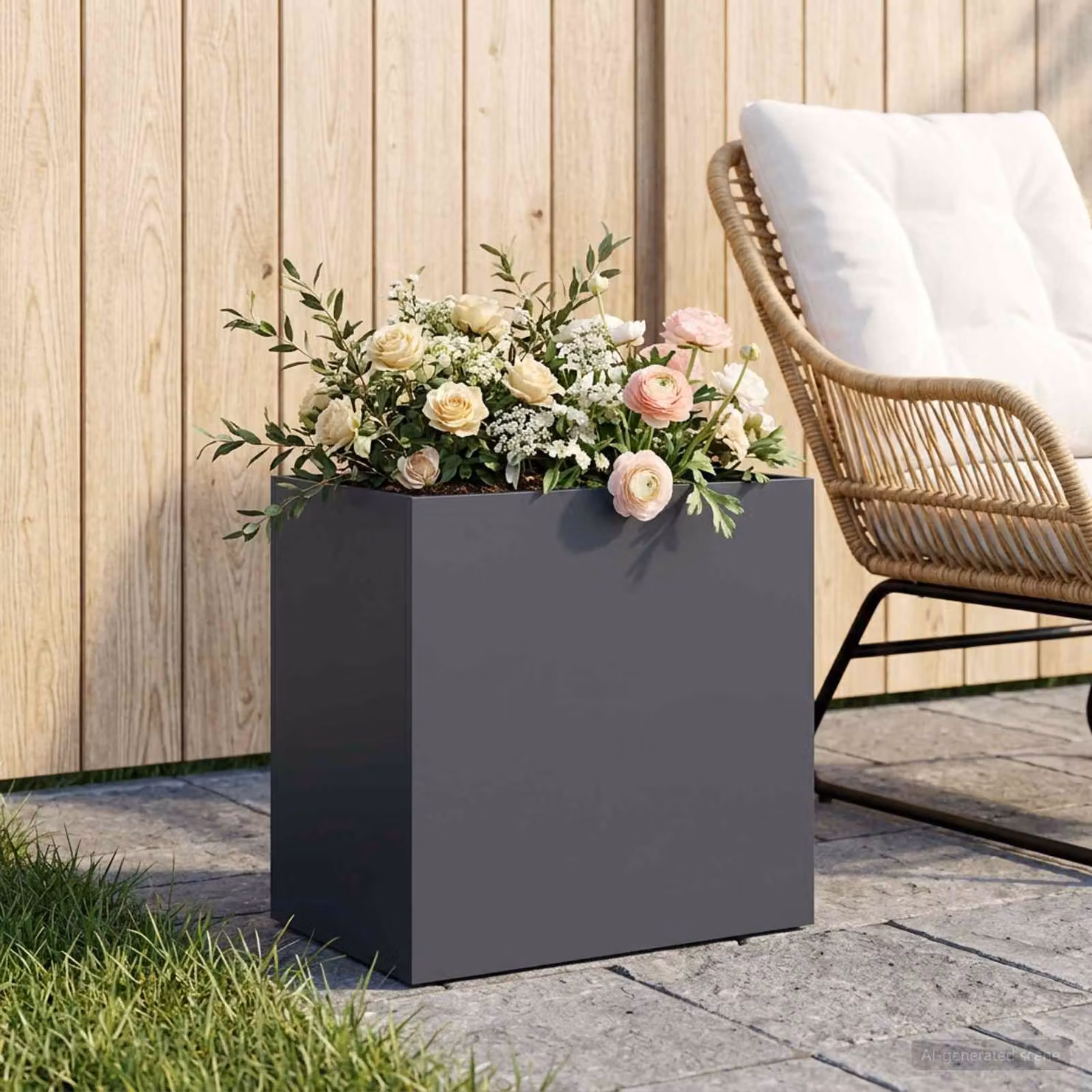 Vaso da giardino vidaXL in metallo Antracite L: 50 cm, P: 30 cm, H: 50 cm