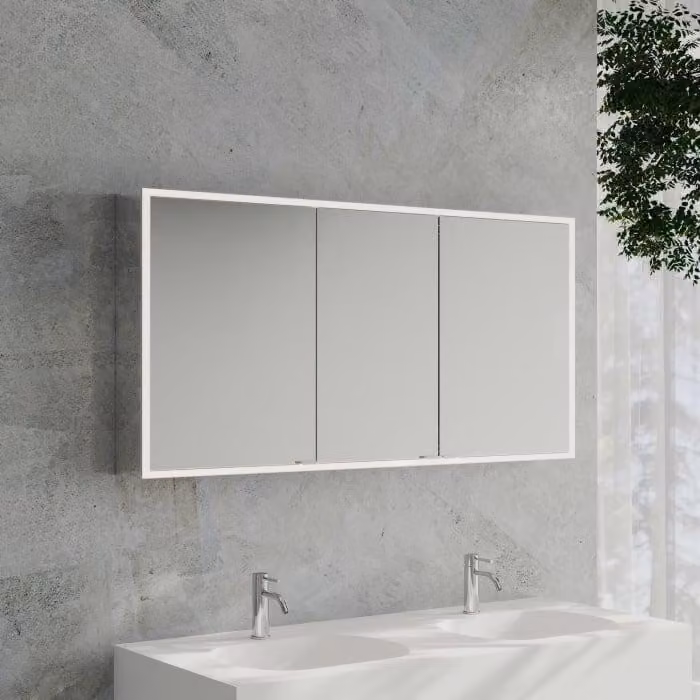 Specchio da bagno a cubo Kronenbach 2.0, da montare a parete, con 3 ante, dimensioni 140 cm