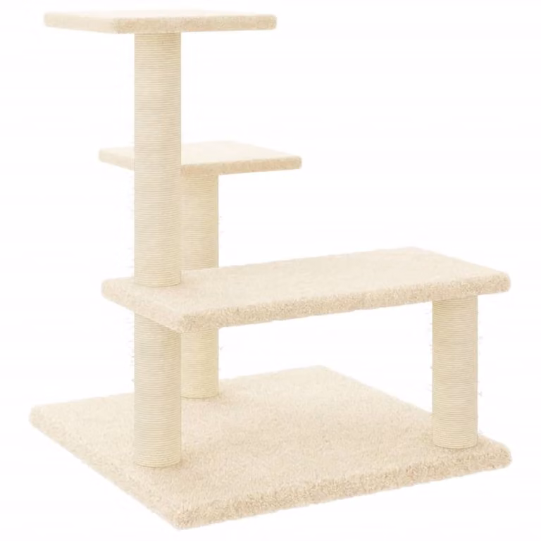 Graffiatoio con tiragraffi in sisal crema 61 cm