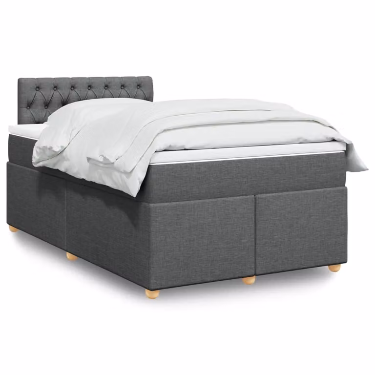 vidaXL Giroletto a Molle Ibrido con Materasso in Tessuto Grigio e Bianco L/P/H: 120 x 200 cm