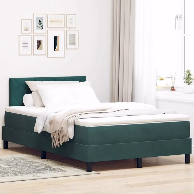 Letto a molla vidaXL in velluto verde con illuminazione LED sottostante L/P: 120 x 200 cm