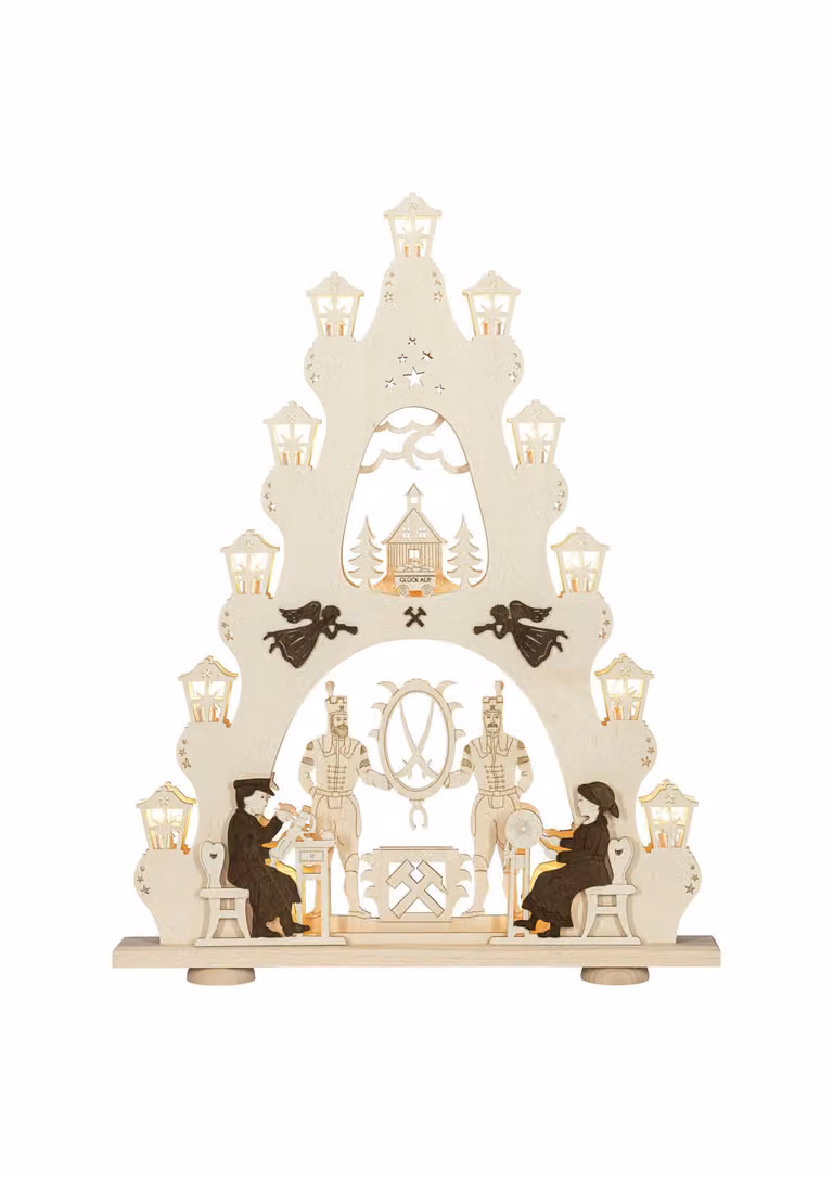 Lichterspitze Erzgebirge, illuminazione LED, design naturale, dimensioni: 52x67x6 cm, prodotto nuovo