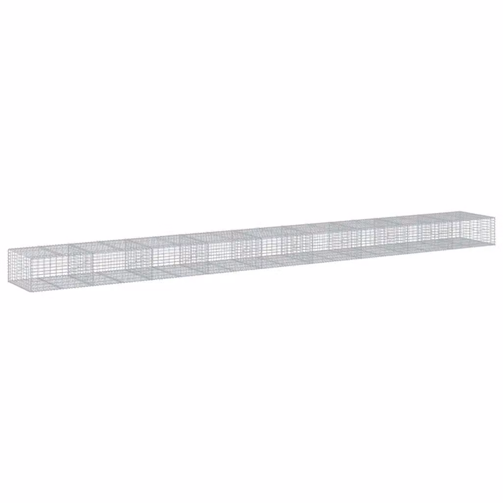 Cesto Gabbione con Copertura vidaXL in Ferro Zincato Grigio L: 900 cm, P: 100 cm, H: 50 cm – 2