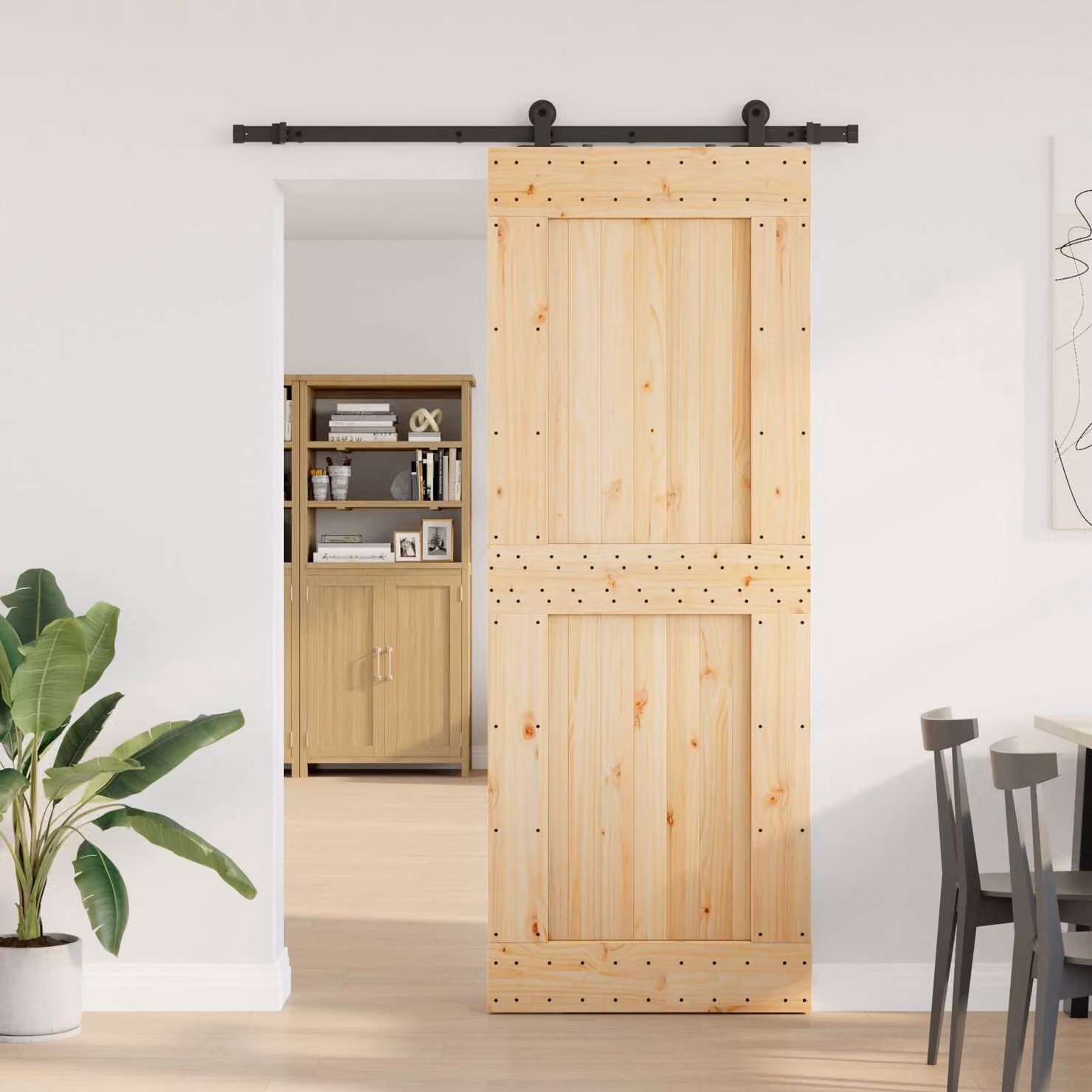 vidaXL Porta scorrevole NARVIK moderna in legno e acciaio, colore Naturale e Nero, L: 85 cm, H: 210 cm