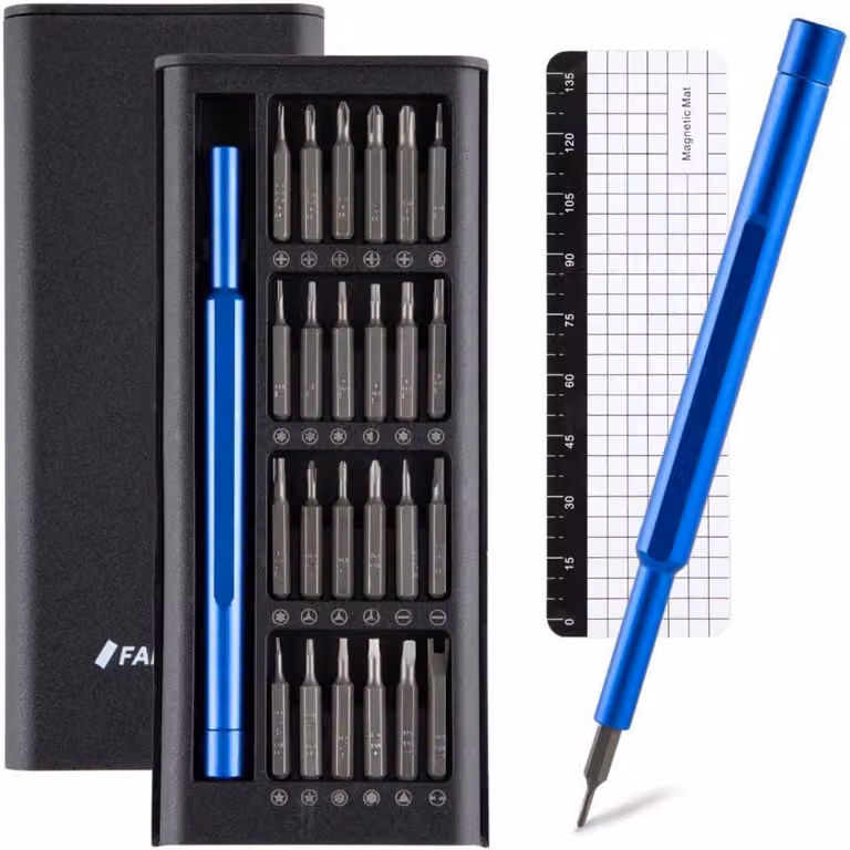 Set di cacciaviti Feinmechaniker, 26 pezzi, colore blu, con punta Torx T5-T10, per la riparazione di elettronica