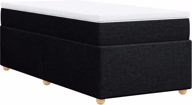 Letto singolo | Letto per adulti | Giroletto a Molle con Materasso Nero 90x190 cm in Tessuto