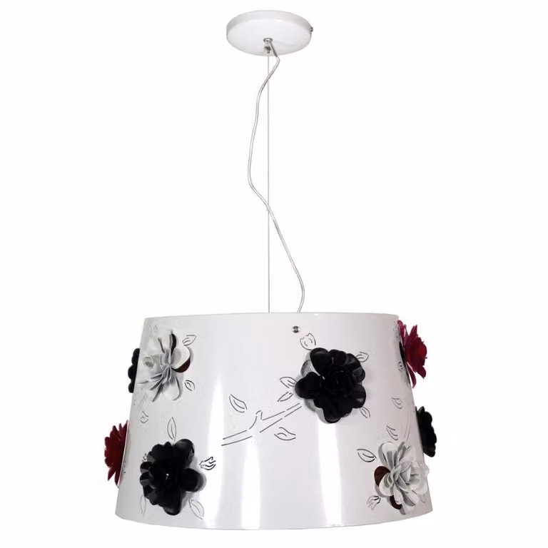 Moderna lampada a sospensione ROSA - 1xE27, 60W, bianco / nero / rosso